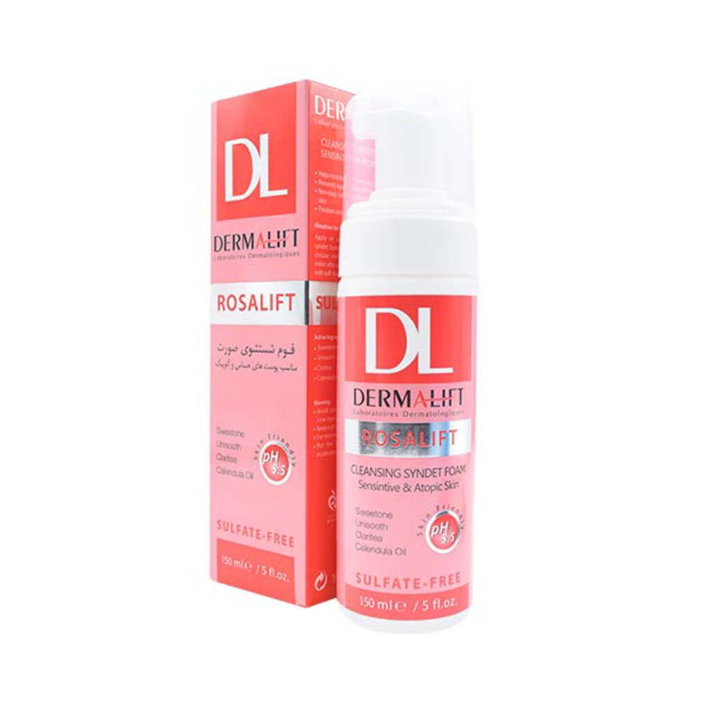 Dermalift-Rosalift-Cleaning-Syndet-Foam-for-Sensitive-and-Atopic-Skin-.jpg خرید آنلاین دارو و مکملهای دارویی با ارسال سریع - فوم شستشوی صورت رزالیفت درمالیفت مناسب پوست های حساس و آتوپیک 150 میلی لیتر
