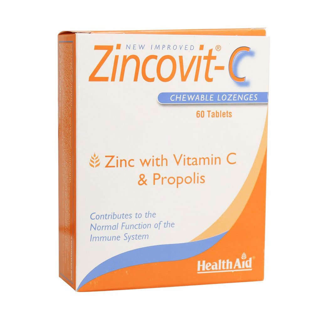 Health-Aid-Zincovit-C-60-Tabs.jpg خرید آنلاین دارو و مکملهای دارویی با ارسال سریع - قرص جویدنی زینکوویت ث هلث اید 60 عدد