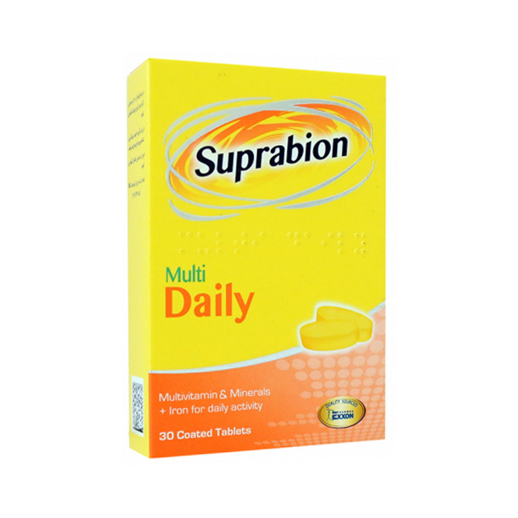 Suprabion-Multi-Daily-30-Coated-Tabs-1.jpg خرید آنلاین دارو و مکملهای دارویی با ارسال سریع - قرص روکش دار مولتی دیلی سوپرابیون ۳۰ عددی