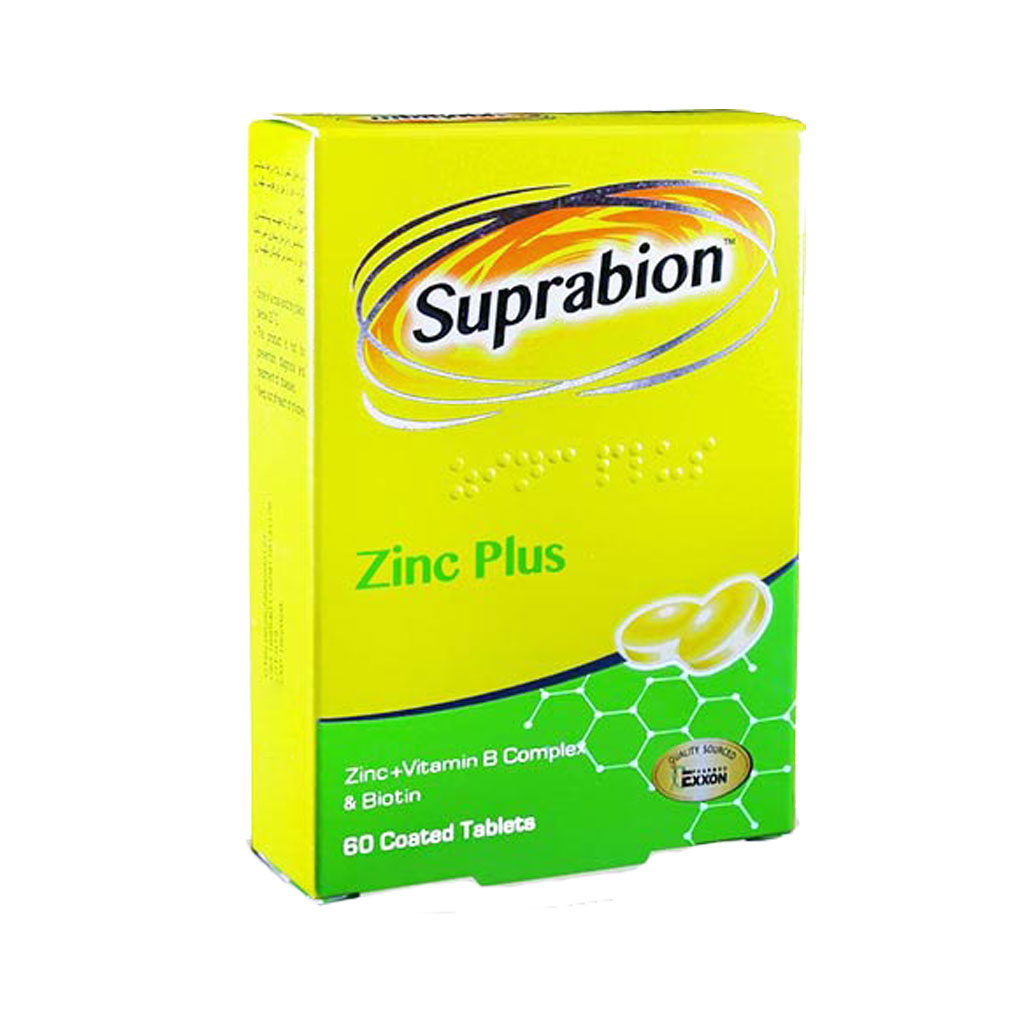 Suprabion-Zinc-Plus-60-Coated-Tablets-1.jpg خرید آنلاین دارو و مکملهای دارویی با ارسال سریع - قرص زینک پلاس سوپرابیون 60 عدد