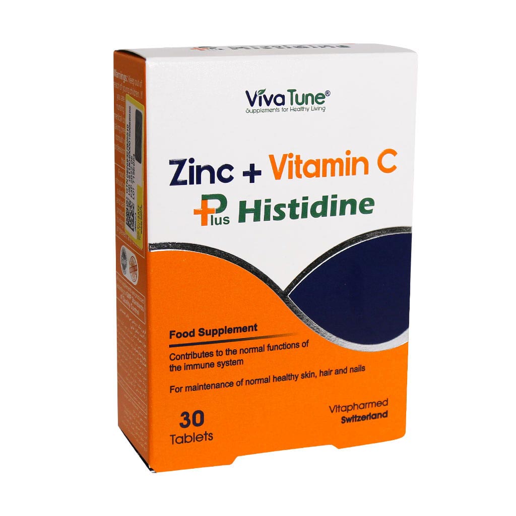 Viva-Tune-Zinc-and-Vitamin-C-Plus-Histidine.jpg خرید آنلاین دارو و مکملهای دارویی با ارسال سریع - قرص زینک پلاس ویتامین C هیستیدین ویواتیون 30 عدد